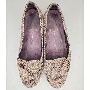 Clarks Artisan Brown Faux Snakeskin Leather Loafers Flats Slip Ons Size US 8 EUC